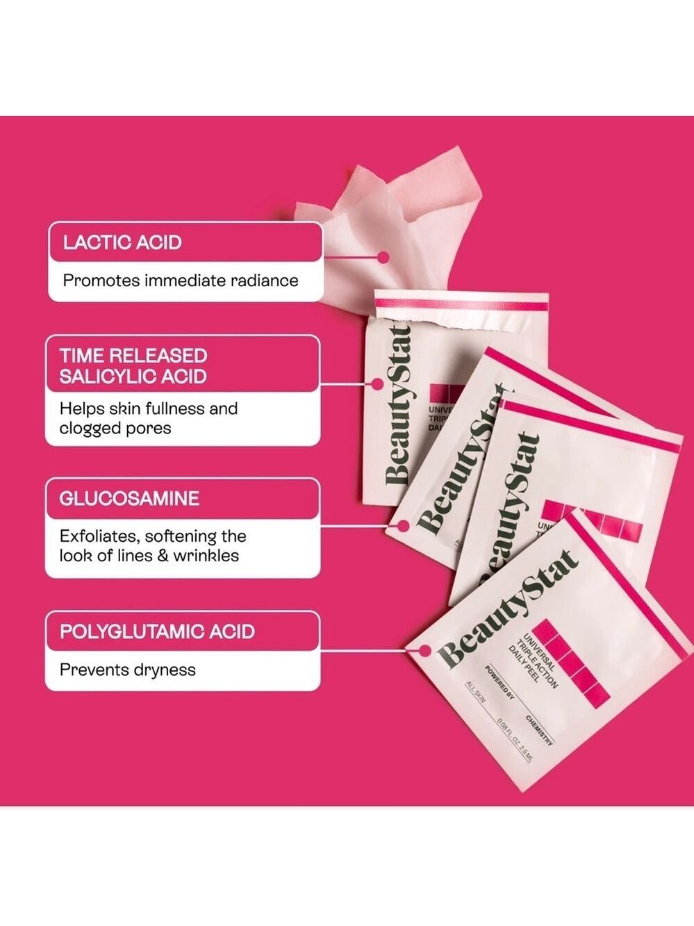 NIB BeautyStat Universal Triple Action Daily Peel Skincare Pads 10 Treatments!